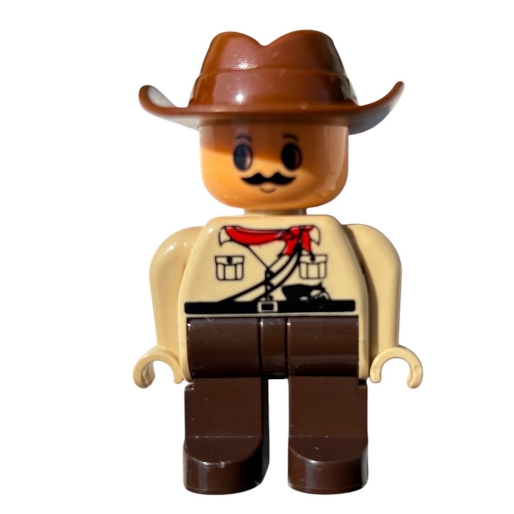 Vintage 90s‎ Duplo Lego Cowboy Figure Town Community Brown Hat Red Bandana
